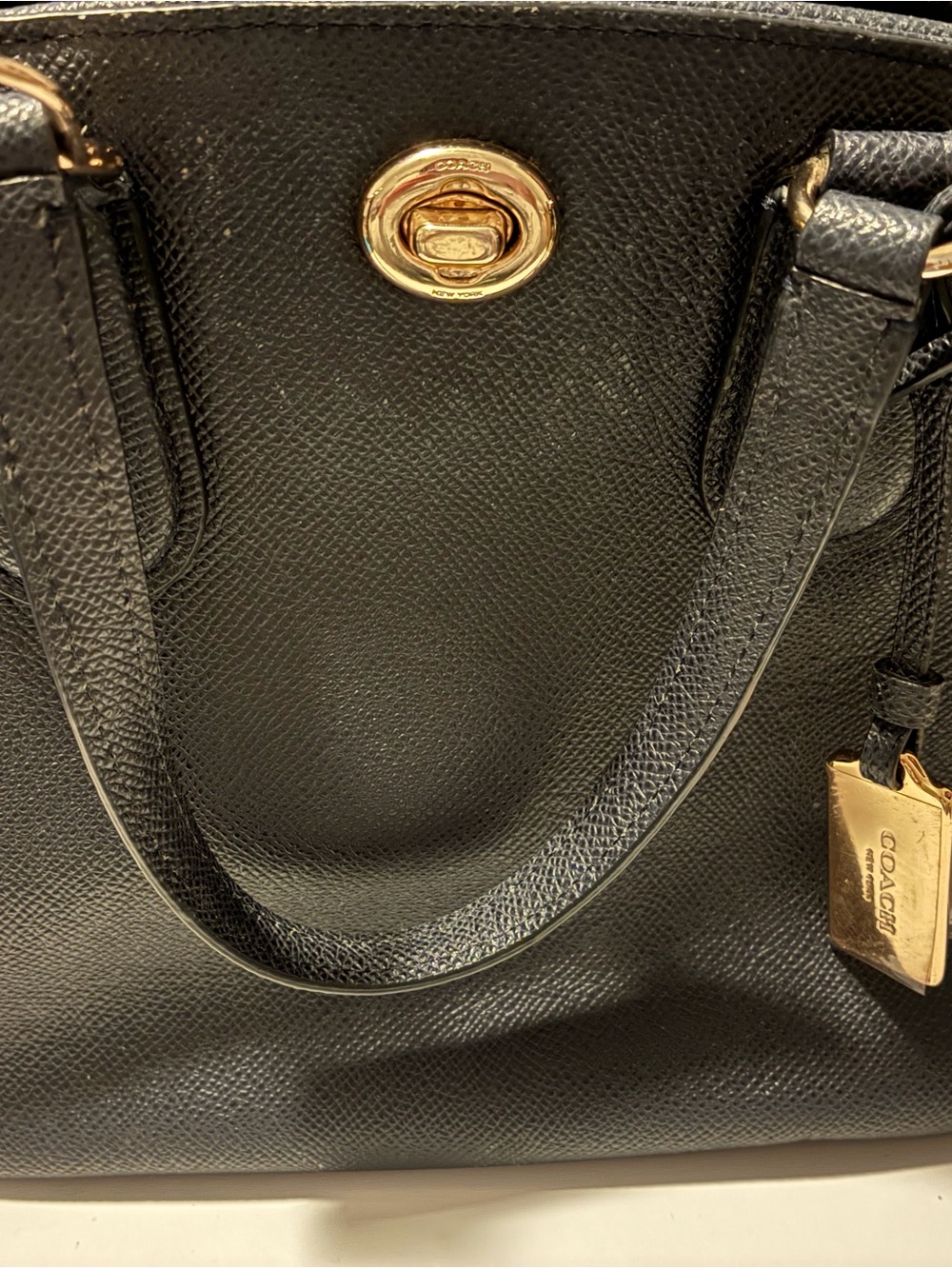 Coach Black Pebbled Leather Satchel with Gold Hardware